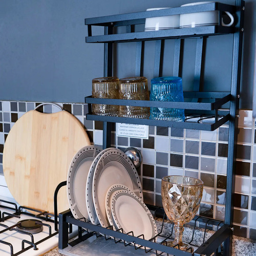 [EP30 - 763571858011] Secaplatos 3 Niveles Dakota Hogar con Bandeja Porta Cubiertos Ideal Cocina Organizador EP30