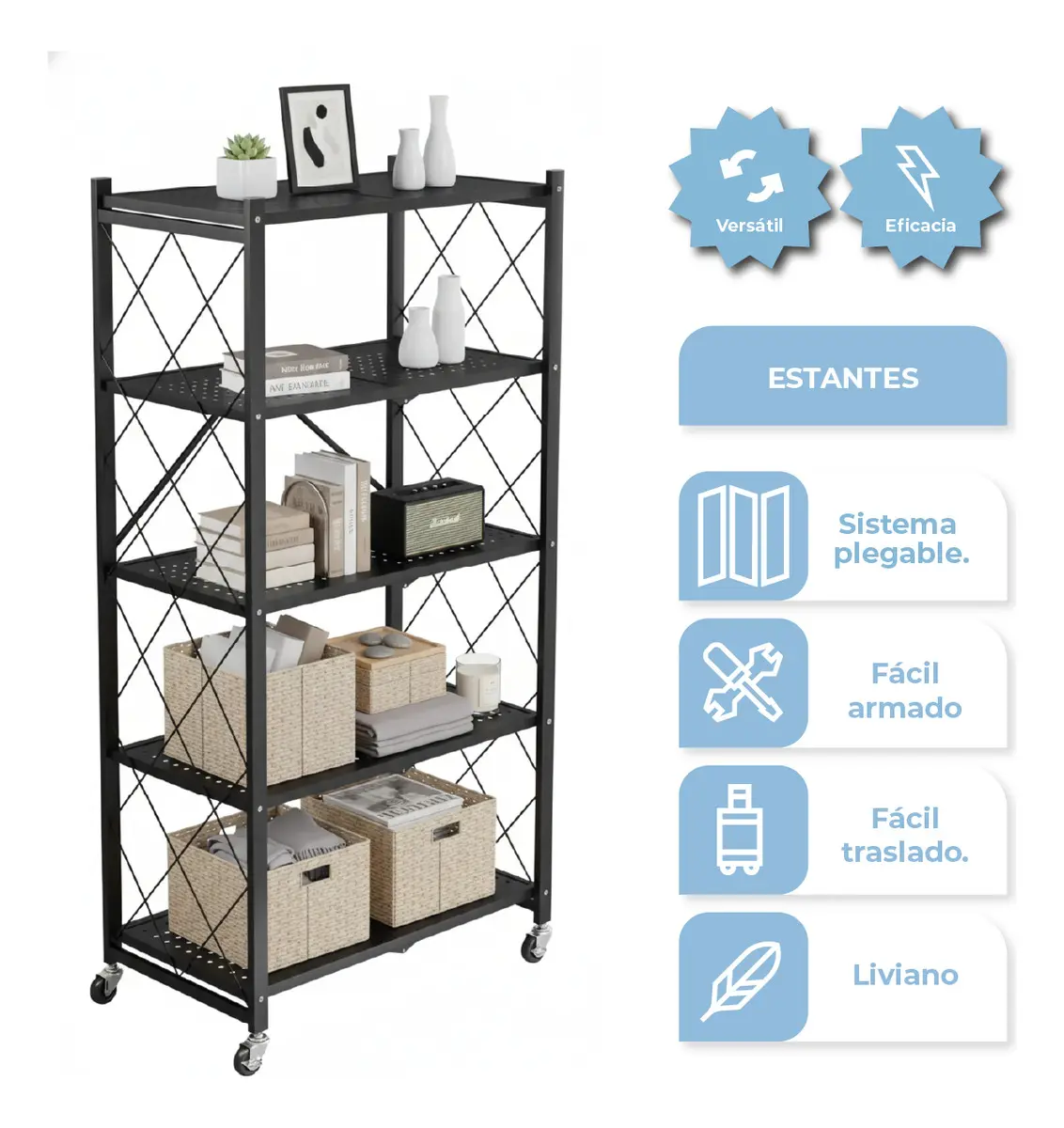 Estanteria Plegable de Metal 5 Niveles EST010