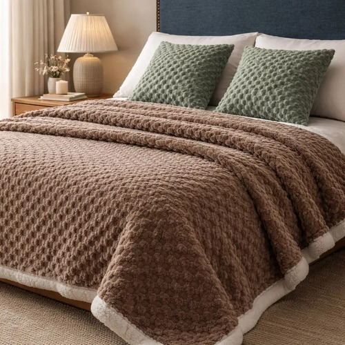 Frazada Corderito 200x230cm Dakota Invierno 2kg Color Marrón FRA001