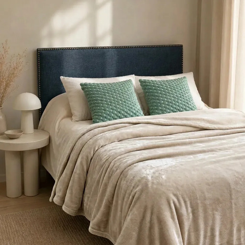 [FRA003 BEIGE  727373186161] Frazada Manta Franela 200x230 Dakota Media Estación Color Beige FRA003