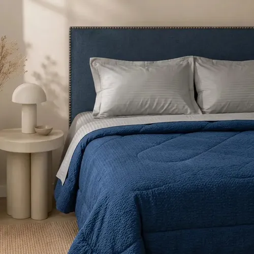 Frazada Acolchado King 200x230cm Dakota Algodón Poliéster Suave y Cálido Color Azul FRA004