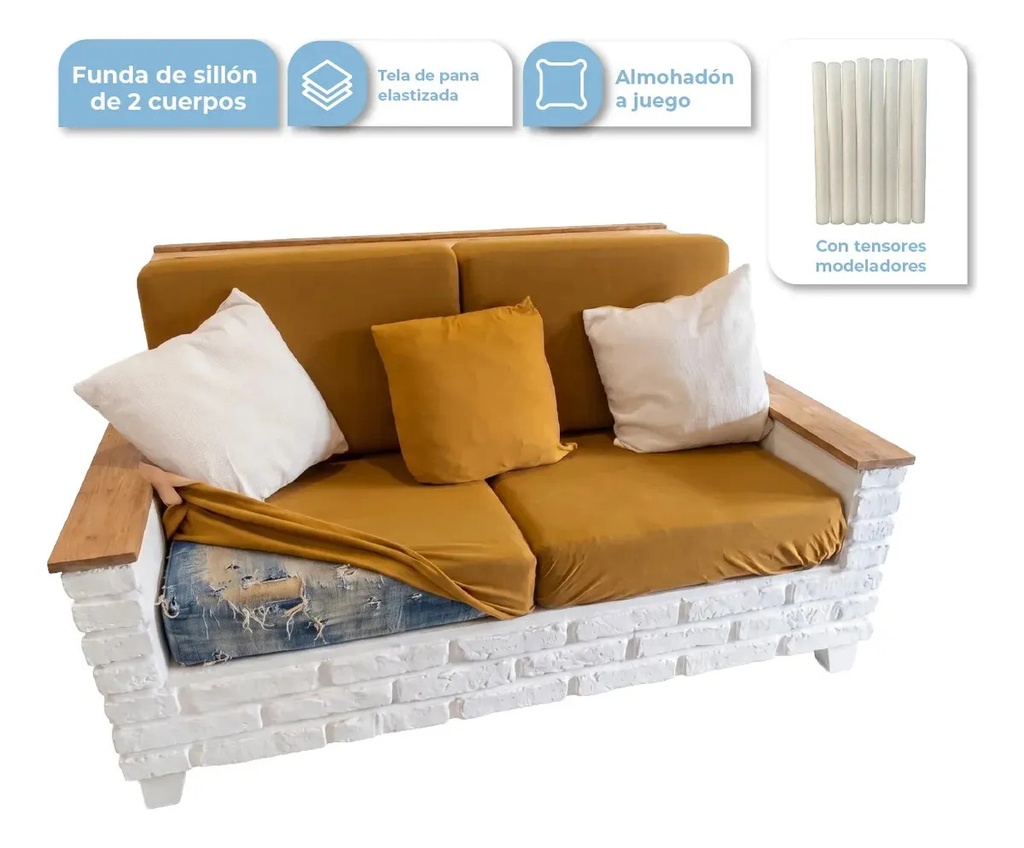 [FS2C001 MARRÓN 0714604478980] Funda Sillon 2 Cuerpos Marrón FS2C001