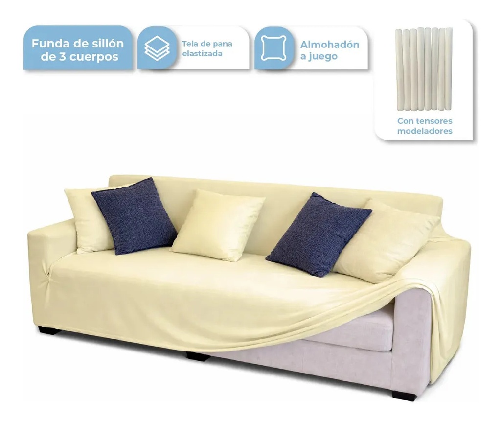 [FS3C001 BEIGECLARO 0714604479000] Funda Sillon 3 Cuerpos Beige Claro FS3C001