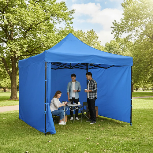 Gazebo 3x3 Autoarmable Paredes + Puerta + Estacas + Bolso Color Azul GZ33P4