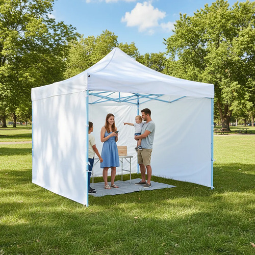 [GZ33P4 BLANCO - 763571799024] Gazebo 3x3 Autoarmable Paredes + Puerta + Estacas + Bolso Color Blanco GZ33P4