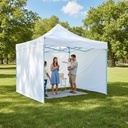 Gazebo 3x3 Autoarmable Paredes + Puerta + Estacas + Bolso Color Blanco GZ33P4