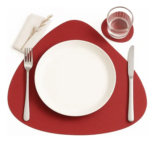 Rojo Pack X6 Individuales con Posavaso INF001
