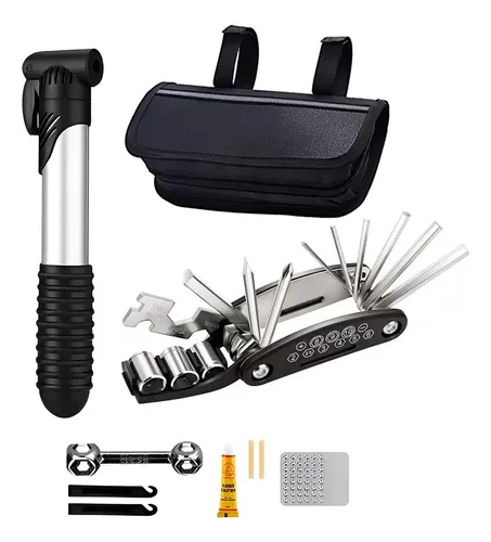 Kit Herramientas para Bicicleta + Inflador Negro KSG060