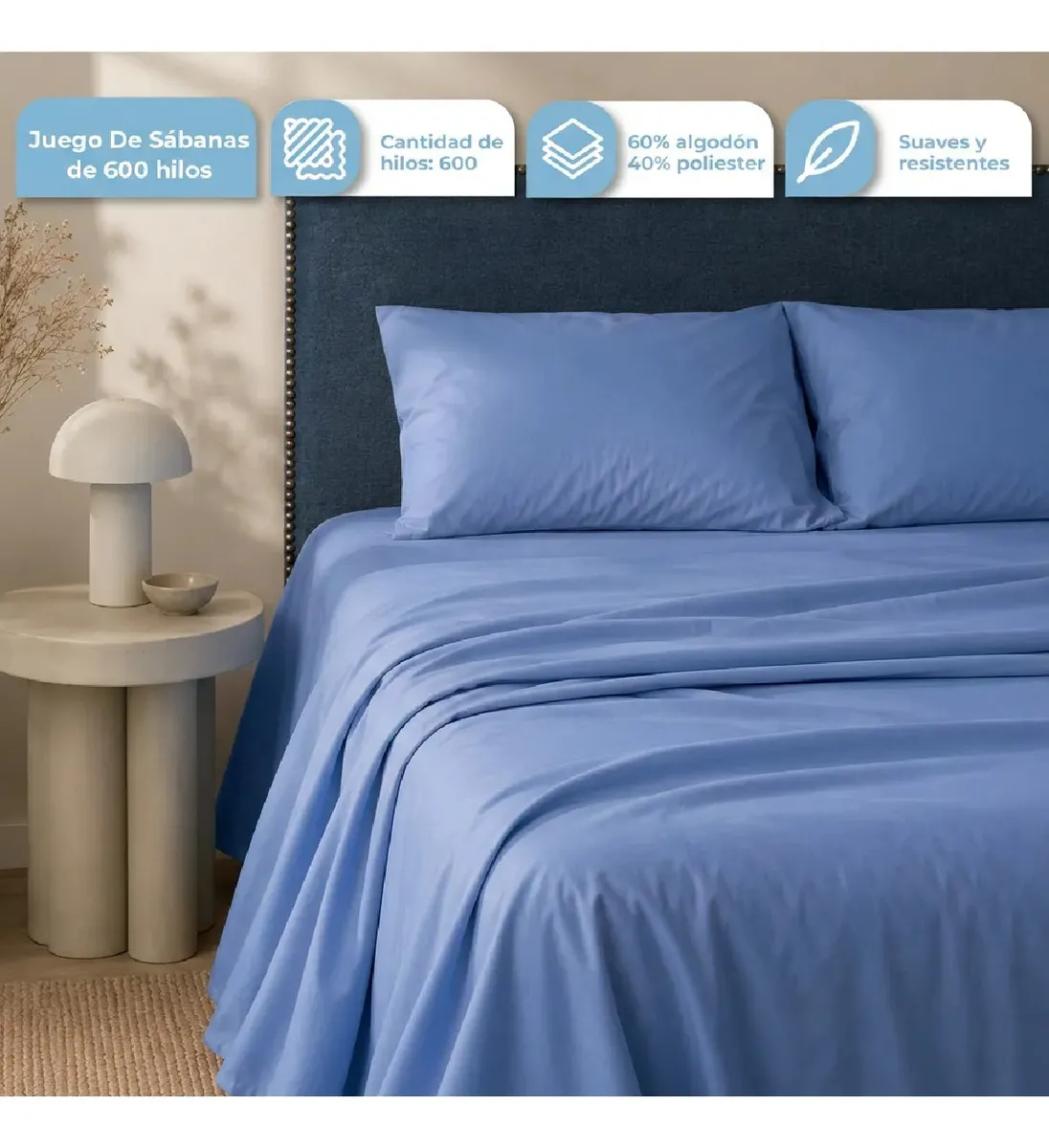 [SABQUEEN001 AZUL - 727373186680] Sabanas Queen Azul Hogar SAB-QUEEN-001