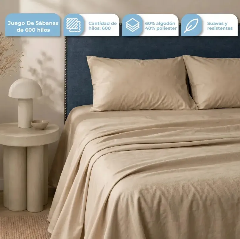 Sabanas Queen Beige Hogar SAB-QUEEN-001