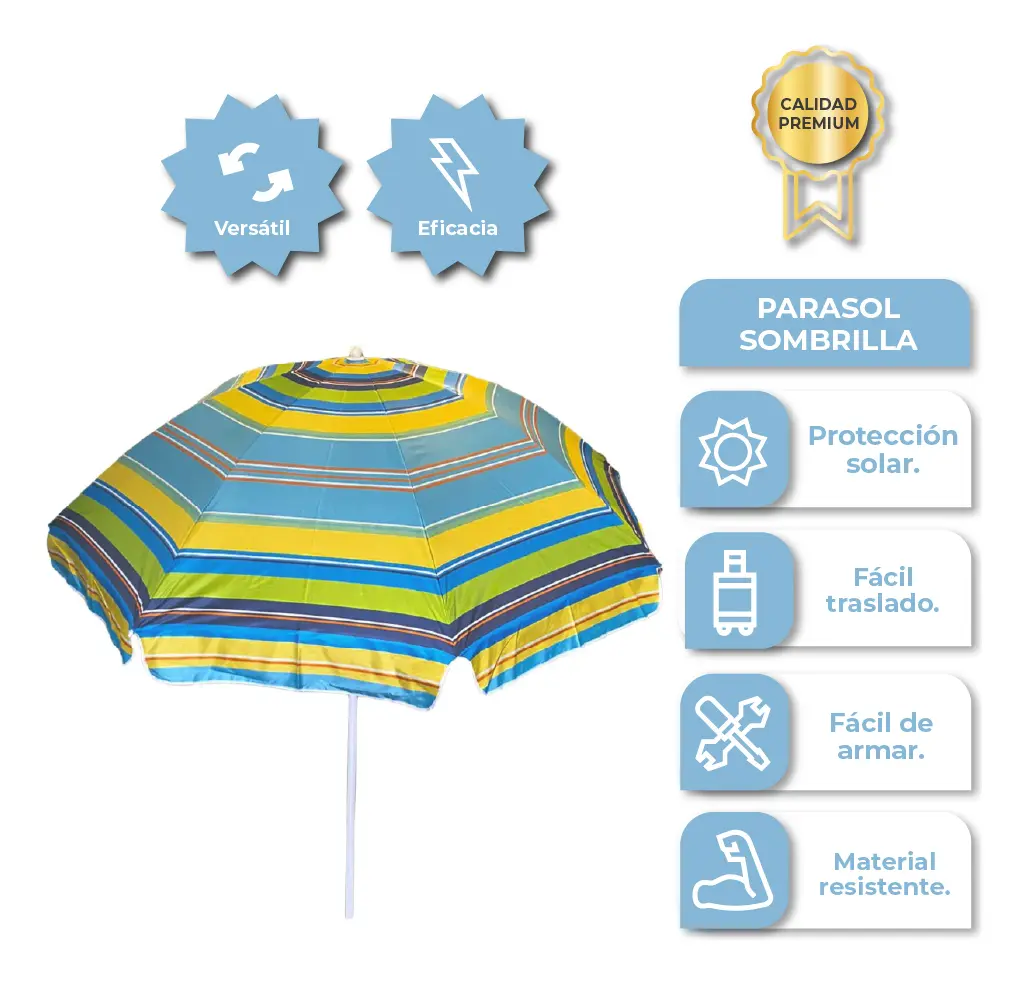 [SP2060 VERDE 763571799543] Sombrilla Diam 260cm x Alto 240cm Verde con Celeste SP2060