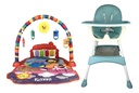 Combo Celeste Silla Alta Bebe Multifunción + Gimnasio Piano BBJUE002